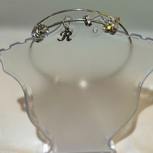 NEW Handmade Fashion Silver Tone “R” Initial Bracelet with Faux AB Crystals